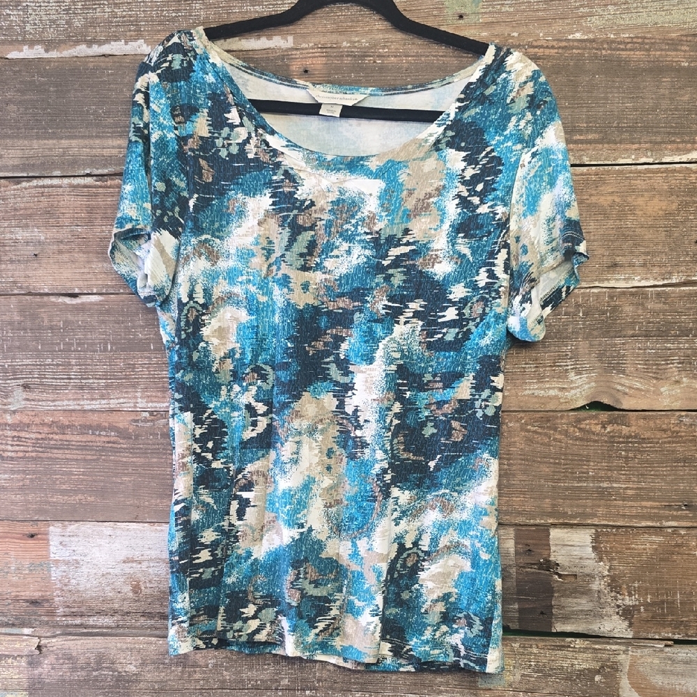 Christopher & Bank Blue Abstract Print Women's Top, Size M